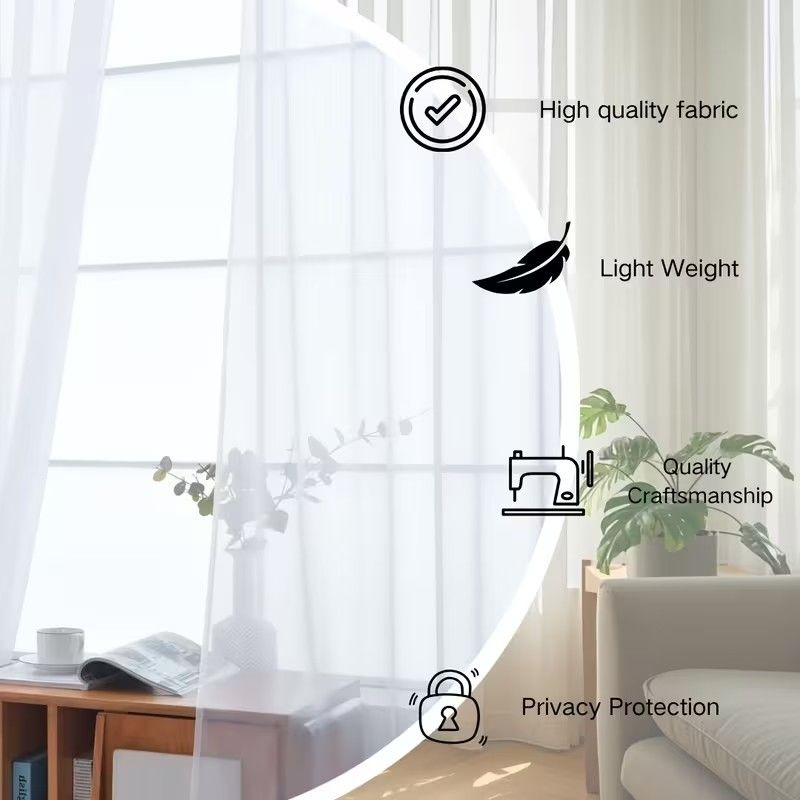 2pcs Lightweight Solid Color Transparent Window Screening House Decor Window Curtain Panel Sheer Polyester-Rod Pocket Design for Easy Hanging, Perfect for Bedroom & Living Room Decor