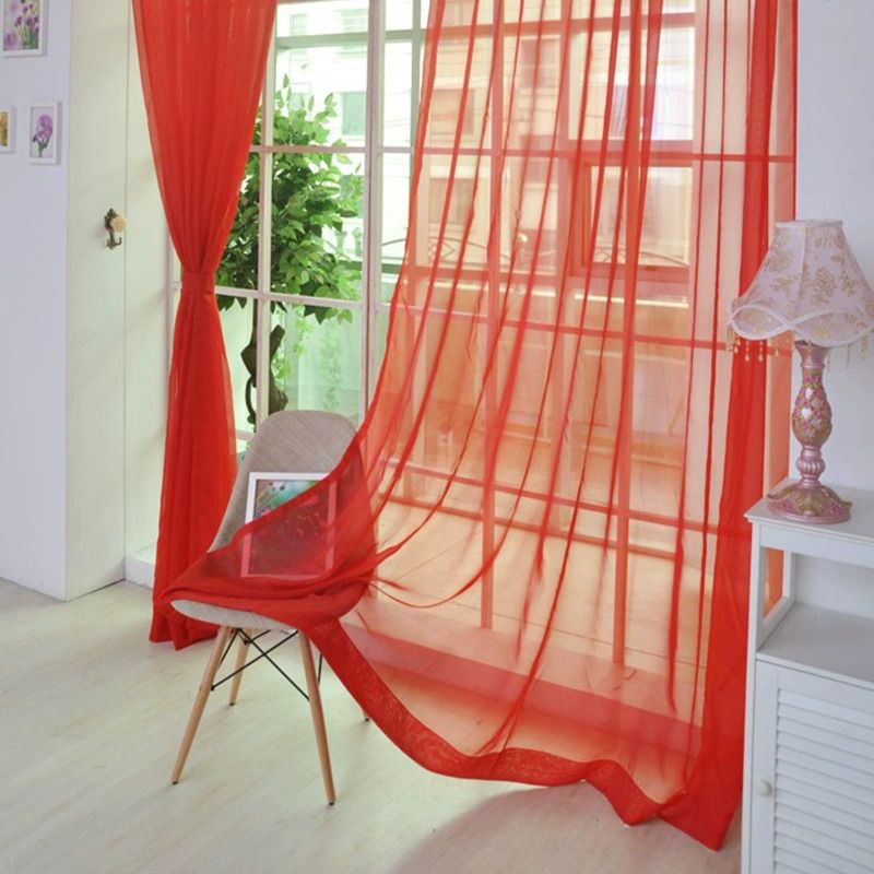 2pcs Lightweight Solid Color Transparent Window Screening House Decor Window Curtain Panel Sheer Polyester-Rod Pocket Design for Easy Hanging, Perfect for Bedroom & Living Room Decor