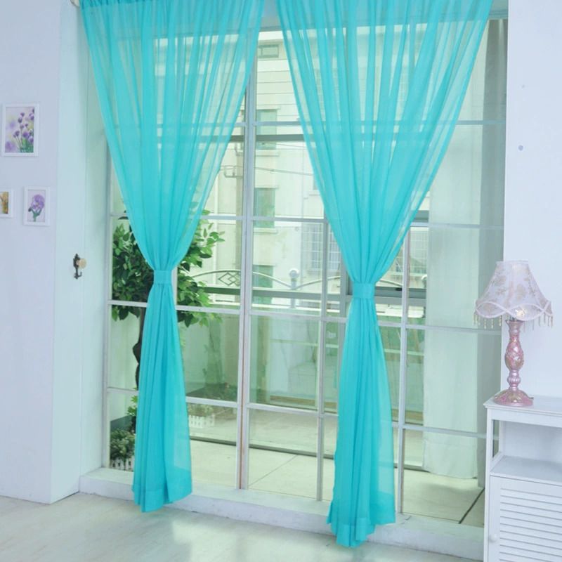 2pcs Lightweight Solid Color Transparent Window Screening House Decor Window Curtain Panel Sheer Polyester-Rod Pocket Design for Easy Hanging, Perfect for Bedroom & Living Room Decor