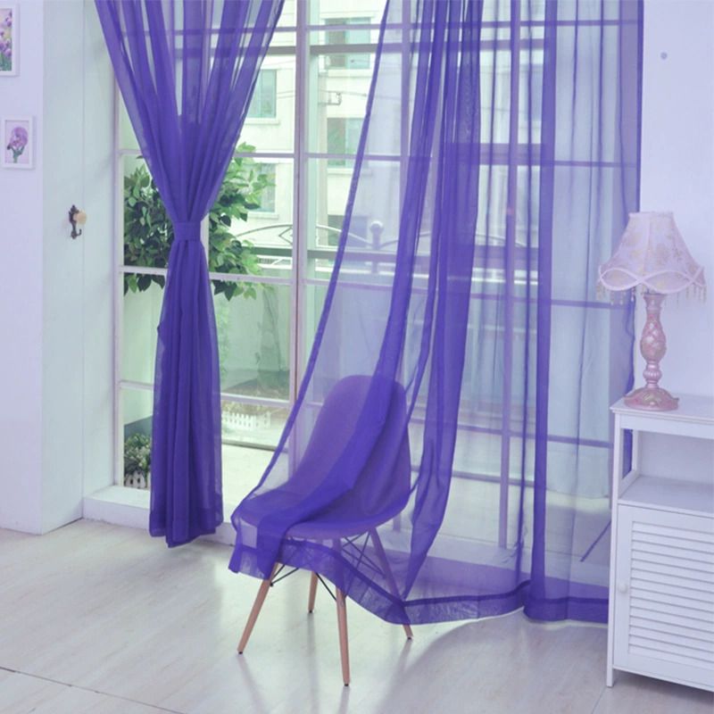 2pcs Lightweight Solid Color Transparent Window Screening House Decor Window Curtain Panel Sheer Polyester-Rod Pocket Design for Easy Hanging, Perfect for Bedroom & Living Room Decor