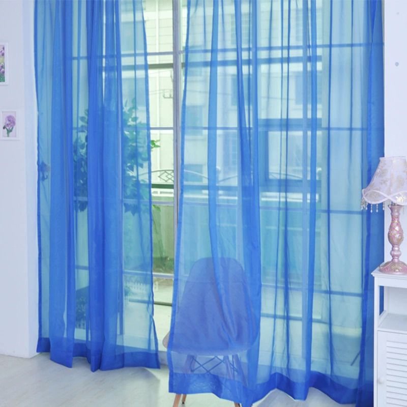 2pcs Lightweight Solid Color Transparent Window Screening House Decor Window Curtain Panel Sheer Polyester-Rod Pocket Design for Easy Hanging, Perfect for Bedroom & Living Room Decor