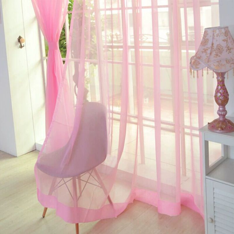 2pcs Lightweight Solid Color Transparent Window Screening House Decor Window Curtain Panel Sheer Polyester-Rod Pocket Design for Easy Hanging, Perfect for Bedroom & Living Room Decor