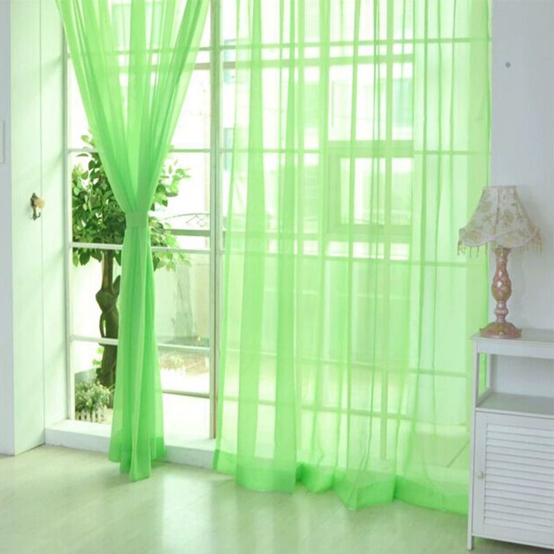 2pcs Lightweight Solid Color Transparent Window Screening House Decor Window Curtain Panel Sheer Polyester-Rod Pocket Design for Easy Hanging, Perfect for Bedroom & Living Room Decor