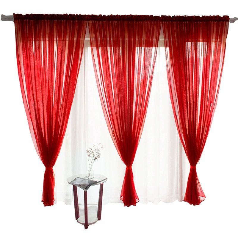 2pcs Lightweight Solid Color Transparent Window Screening House Decor Window Curtain Panel Sheer Polyester-Rod Pocket Design for Easy Hanging, Perfect for Bedroom & Living Room Decor