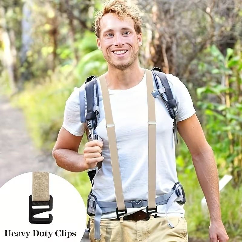 【Clearance Sale】1pc Adult Suspender, Trousers Suspender, Outdoor Suspenders, Panty Belt, 
Men's Outdoor Carabiner Belt, Adjustable Elastic Pants Hanger with Clip