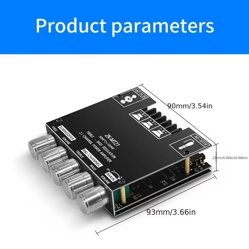 Wireless Digital Amplifier Board 2.1 Channel, Anti-Reverse Connection, Overheat and Overcurrent Protection, AUX+ Wireless Audio Input, HIFI Sound Quality Subwoofer Amplifier Module with DIY Speaker Hi