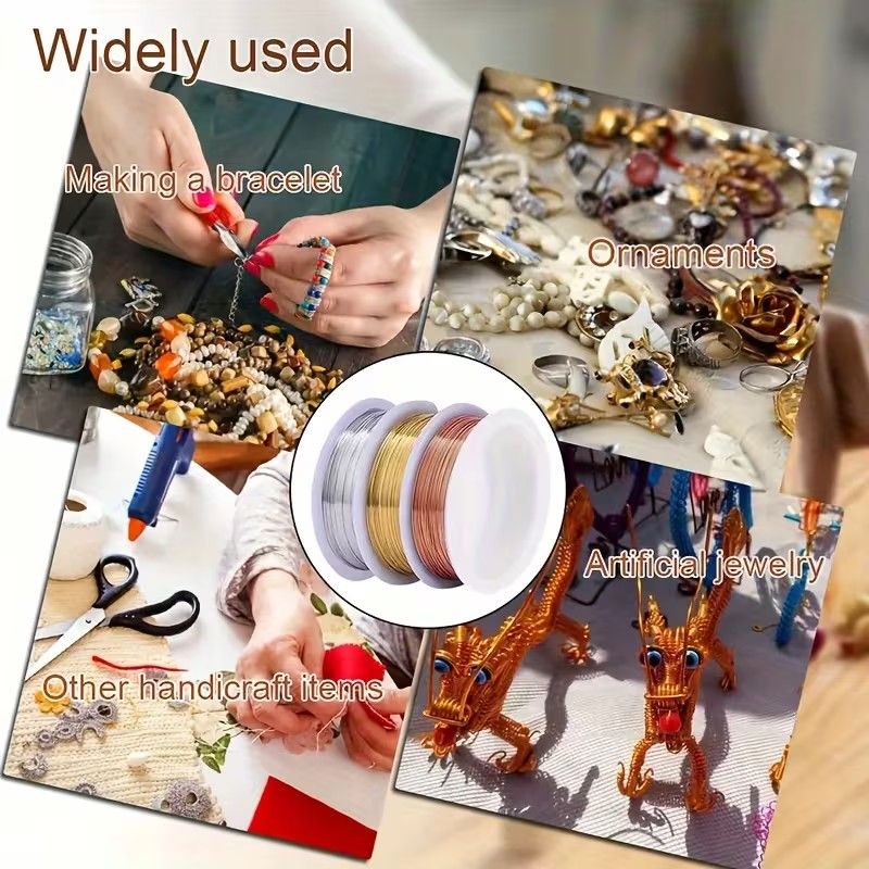 1 Roll 0.4mm Sturdy Copper Wire Beading Wire for Bracelet Necklace DIY Jewelry Making Accessories,Copper Jewelry Beading Wire 8m Long /Roll for Making DIY Necklace Bracelet Earrings Jewelry Gift Garde