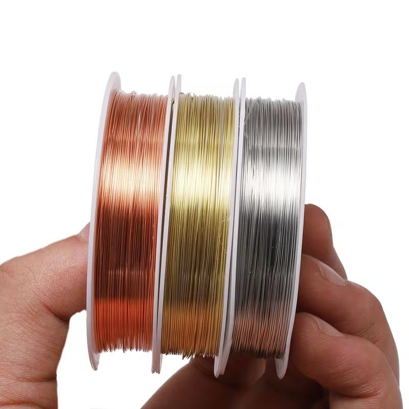 1 Roll 0.4mm Sturdy Copper Wire Beading Wire for Bracelet Necklace DIY Jewelry Making Accessories,Copper Jewelry Beading Wire 8m Long /Roll for Making DIY Necklace Bracelet Earrings Jewelry Gift Garde