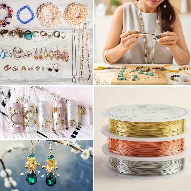 1 Roll 0.4mm Sturdy Copper Wire Beading Wire for Bracelet Necklace DIY Jewelry Making Accessories,Copper Jewelry Beading Wire 8m Long /Roll for Making DIY Necklace Bracelet Earrings Jewelry Gift Garde