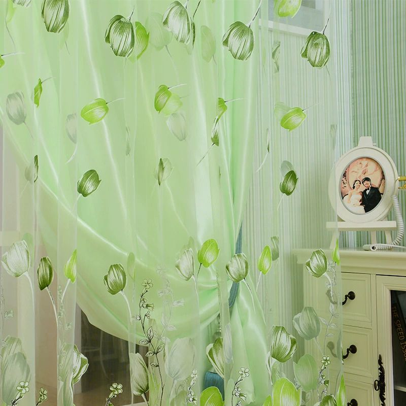 1pc Tulip Curtains Elegant Window Curtain Sheer Chiffon Drapes  Lightweight Polyester Floral Print Sheer Curtain Panel - Rod Pocket Design for Easy Hanging