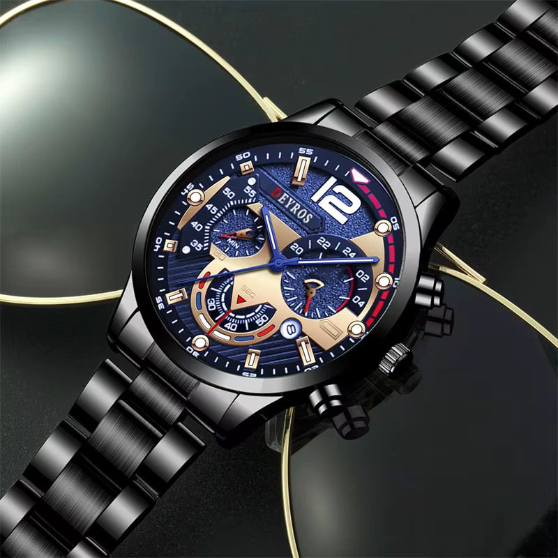 Fashion Men’s Stainless Steel Watches Luxury Quartz Wristwatch Calendar Luminous Clock Men Business Casual Watch