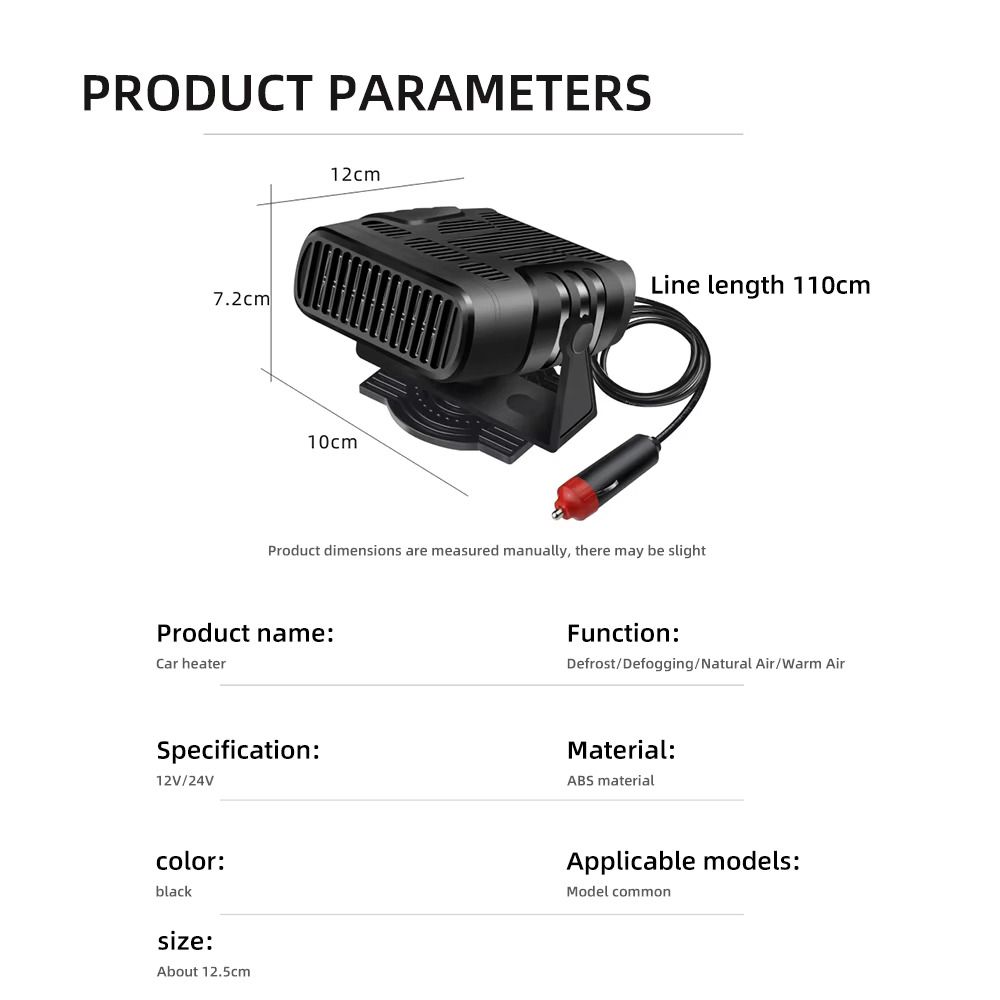 2 IN 1 Car Cooling & Heater Fan 12V 120W 24V 200W Auto Windshield Anti-Fog Electric Heating Dryer Defogging Demister Defroster