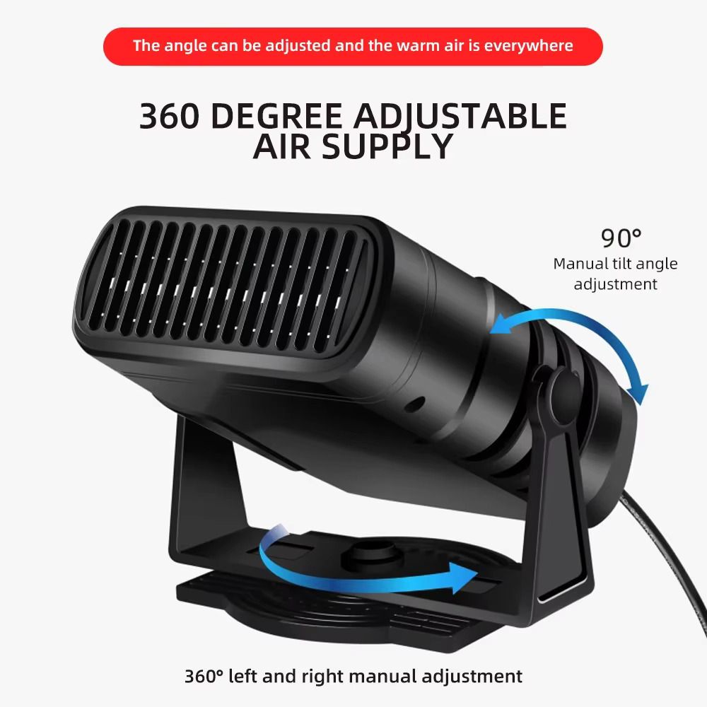 2 IN 1 Car Cooling & Heater Fan 12V 120W 24V 200W Auto Windshield Anti-Fog Electric Heating Dryer Defogging Demister Defroster