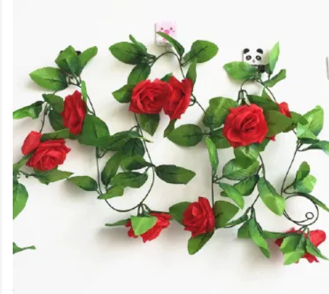 250CM/lot Silk Roses Ivy Vine with Green Leaves For Home Wedding Decoration Fake leaf diy Hanging Garland Artificial Flowers