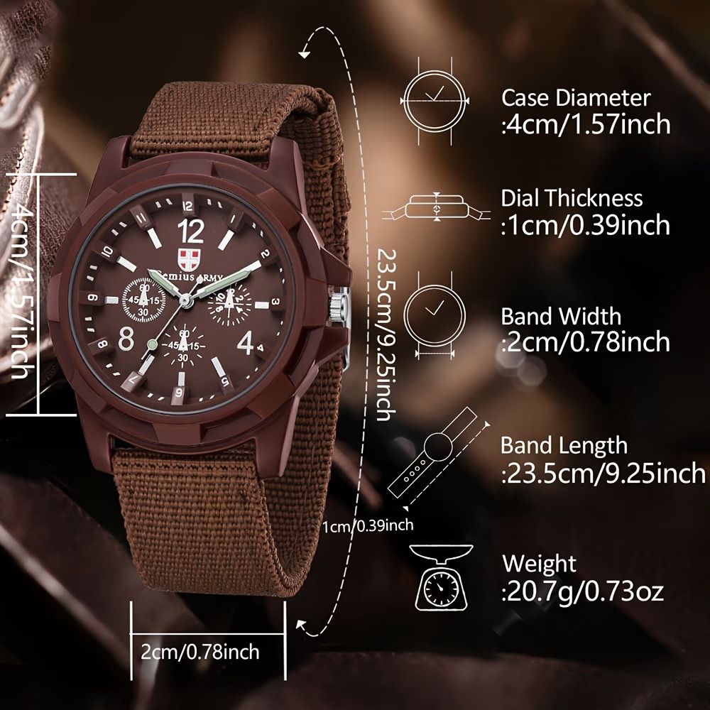 Set of 2 Men's Watches - Casual Style with Canvas Strap and Digital Scale Quartz Face
