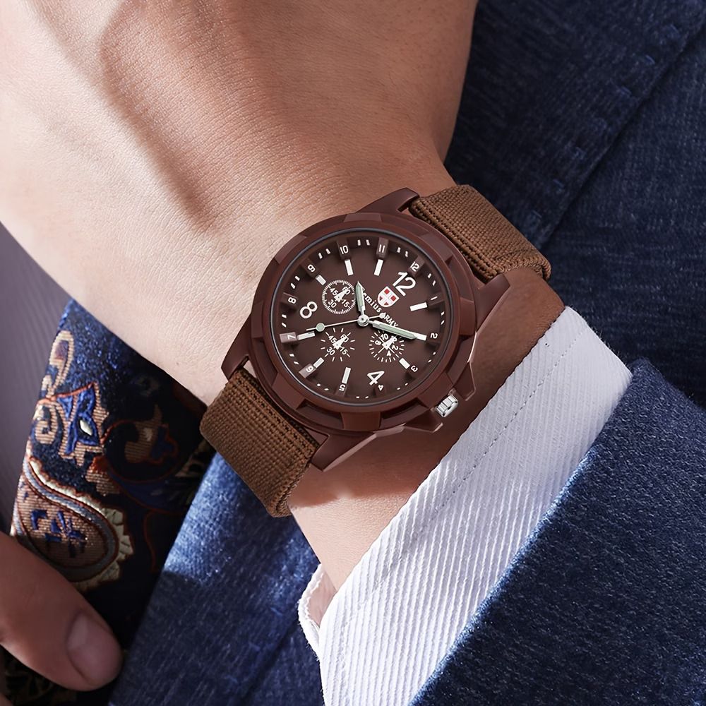 Set of 2 Men's Watches - Casual Style with Canvas Strap and Digital Scale Quartz Face