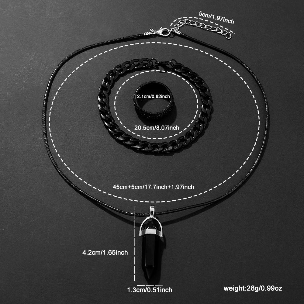 4pcs Fashion Men's Trendy Round Quartz Watch + Avant-Garde Pendant Necklace, Ring & Bracelet Jewelry Set for Valentine's, Easter, , Birthday Christmas Gift to Friends Family