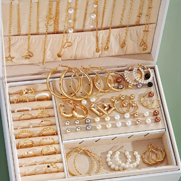 86pcs  Stylish and Elegant Butterfly Necklaces, Heart Rings, Earrings, And Studs, Perfect for Women'S Daily Outings, Parties, And Holiday Gifts, Featuring Fashionable Jewelry (Without a Box)