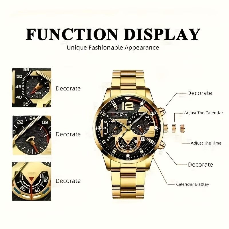 Fashion Men’s Stainless Steel Watches Luxury Quartz Wristwatch Calendar Luminous Clock Men Business Casual Watch