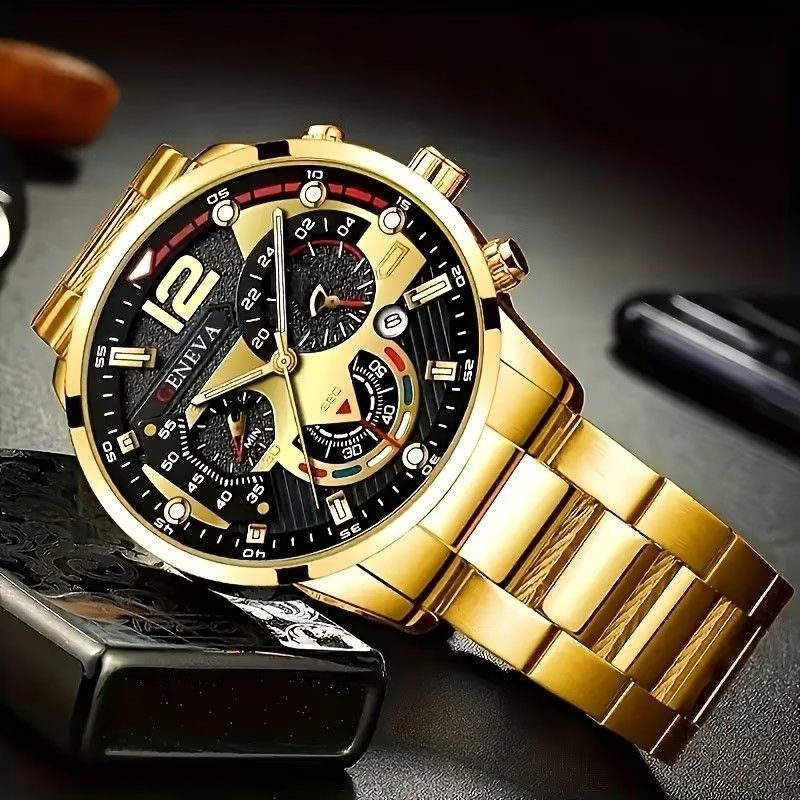 Fashion Men’s Stainless Steel Watches Luxury Quartz Wristwatch Calendar Luminous Clock Men Business Casual Watch