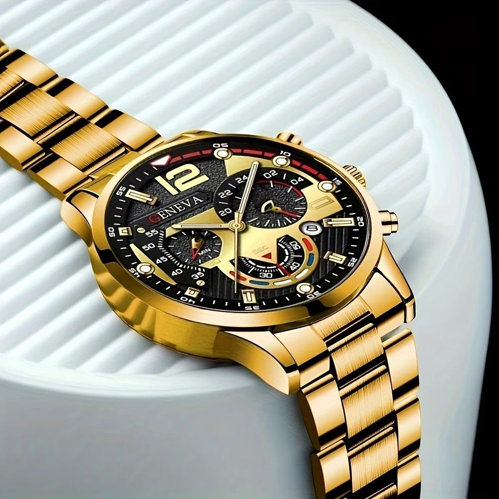 Fashion Men’s Stainless Steel Watches Luxury Quartz Wristwatch Calendar Luminous Clock Men Business Casual Watch