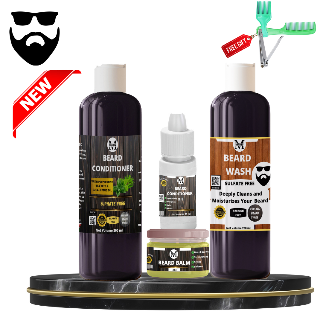 Beard Grooming Kit - 453ml,Cleans,Softens,Tames,Moisturises & Promote Beard Growth