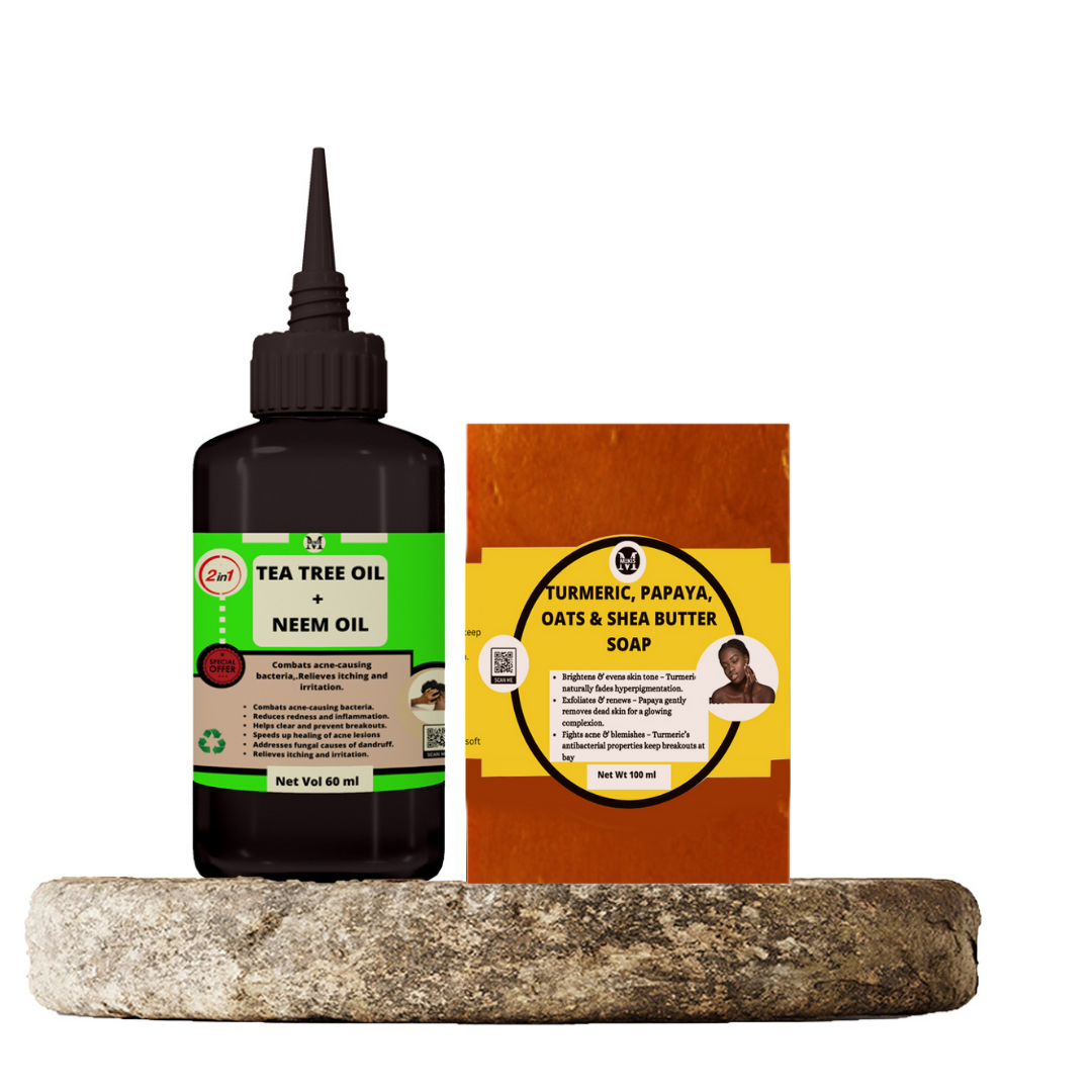 Tea Tree with Neem Oil and Turmeric, Papaya, Oats & Shea Butter Soap  Pack - Fights Acne and Pimples , Evens Skin Tone,  Clears Dark Spots