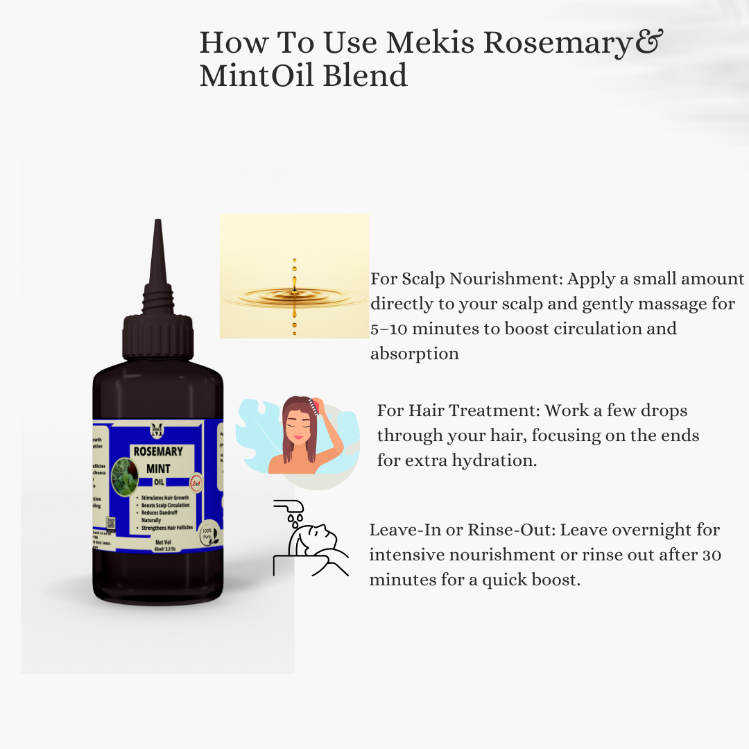Mekis Rosemary Mint Oil  - Stimulates Hair Growth , Boosts Scalp Circulation,  Reduces Dandruff Naturally  ,Strengthens Hair Follicles
