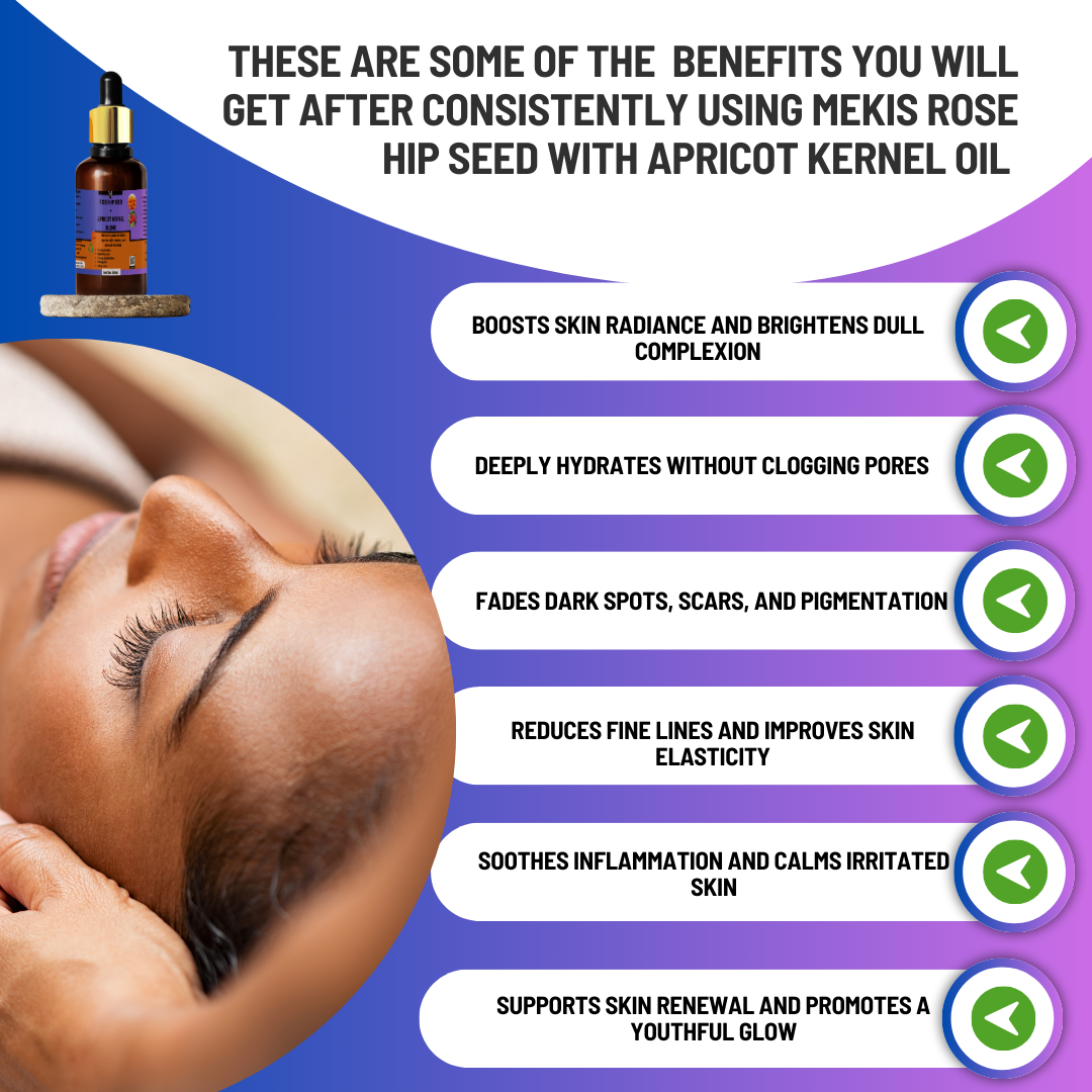 Rosehip Seed Oil + Apricot Kernel Oil Blend - Boosts skin radiance,Fades dark spots, scars, and pigmentation,Reduces fine lines
