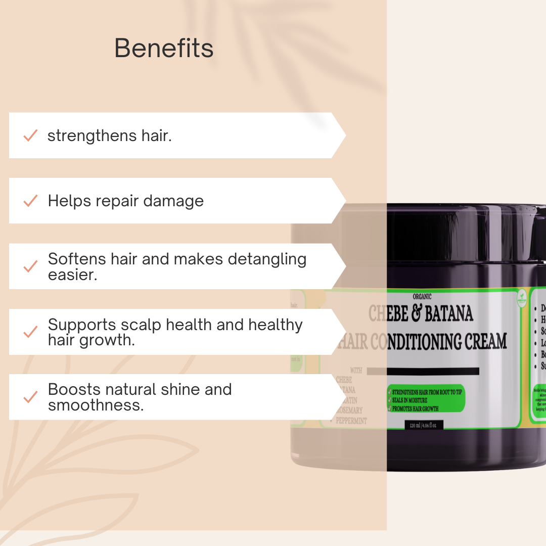 Chebe + Batana Hair Conditioning Cream (Leave-In) - Deeply nourishes and strengthens hair.
