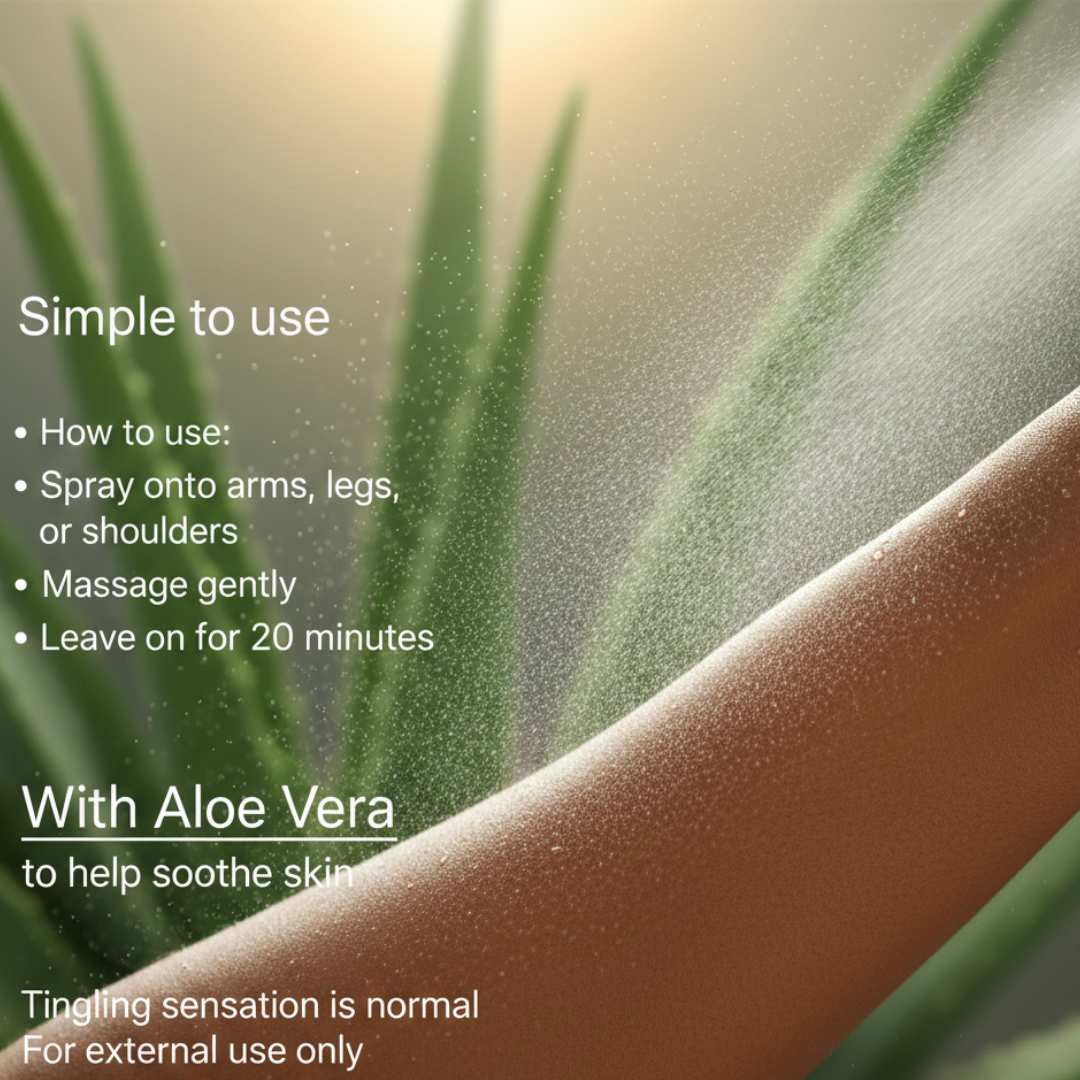 Magnesium Oil Body Spray with Aloe Vera - Supports relief from muscle tension and stiffness