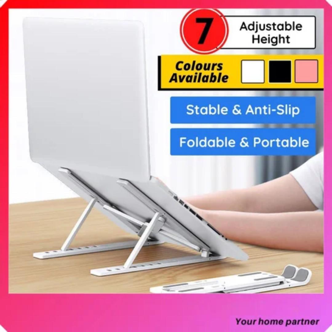 Foldable Adjustable Portable metallic Desk Laptop HolderPortable Laptop Stand Ultralight Aluminum Alloy Adjustable Laptop Stand Ideal Laptop Riser for Desk or Travel Computer Stand for Laptop 7 Holes