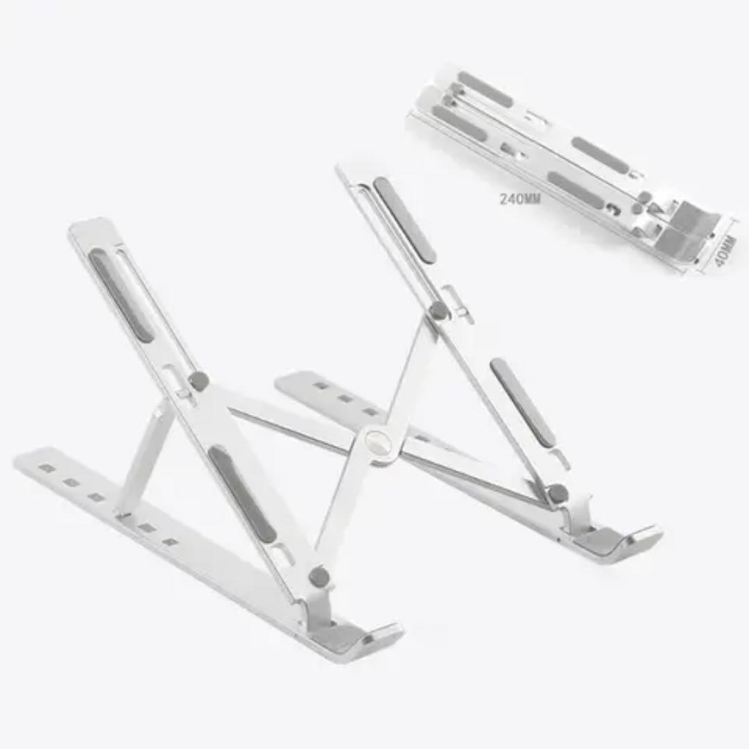 Foldable Adjustable Portable metallic Desk Laptop HolderPortable Laptop Stand Ultralight Aluminum Alloy Adjustable Laptop Stand Ideal Laptop Riser for Desk or Travel Computer Stand for Laptop 7 Holes