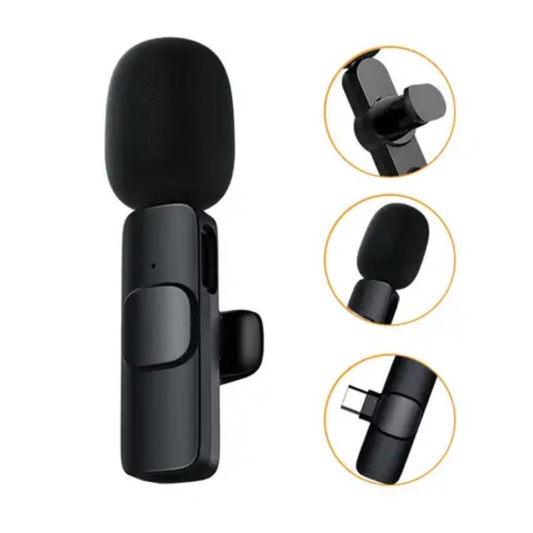 Dual wireless microphone for type C and iphone 2 in 1 Plug and play  lapel microphone wireless dual microphone type-c with ios, micro adapter