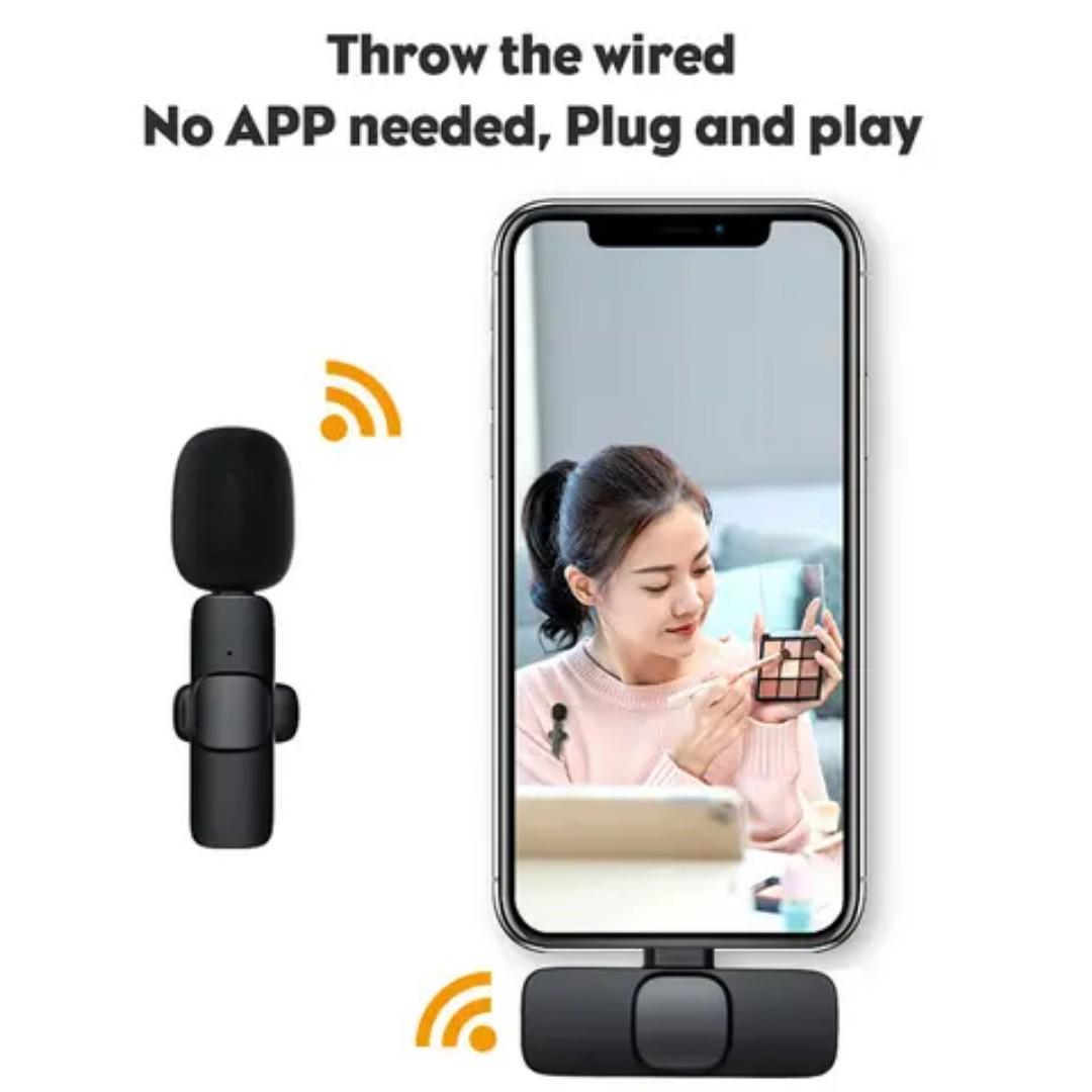 Dual wireless microphone for type C and iphone 2 in 1 Plug and play  lapel microphone wireless dual microphone type-c with ios, micro adapter