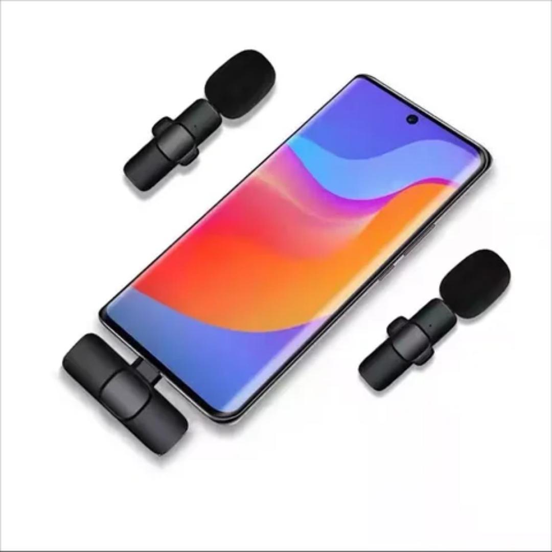 Dual wireless microphone for type C and iphone 2 in 1 Plug and play  lapel microphone wireless dual microphone type-c with ios, micro adapter