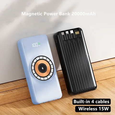 30000mAh Super Fast Charging Magnetic Suction Wireless Charger with LED Display Micro USB Input Interface portable fast charging powerbank (wireless charging applies only to compatible devices)