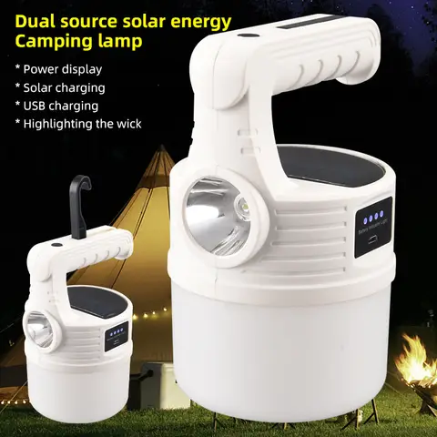 Rechargeable Solar Emergency Light portable solar camping light Recheargable lantern for outdoor and home with  handle