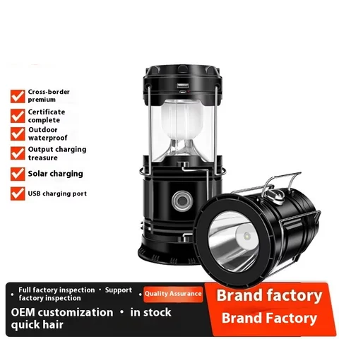 Convertible solar lamp Rechargeable Solar Emergency Light portable solar camping light Recheargable lantern for outdoor and home with  a handle