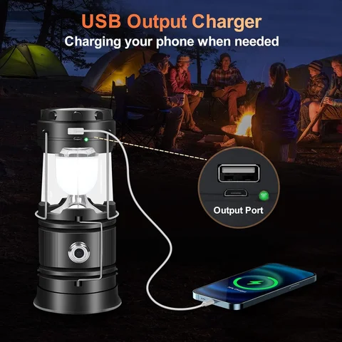 Convertible solar lamp Rechargeable Solar Emergency Light portable solar camping light Recheargable lantern for outdoor and home with  a handle