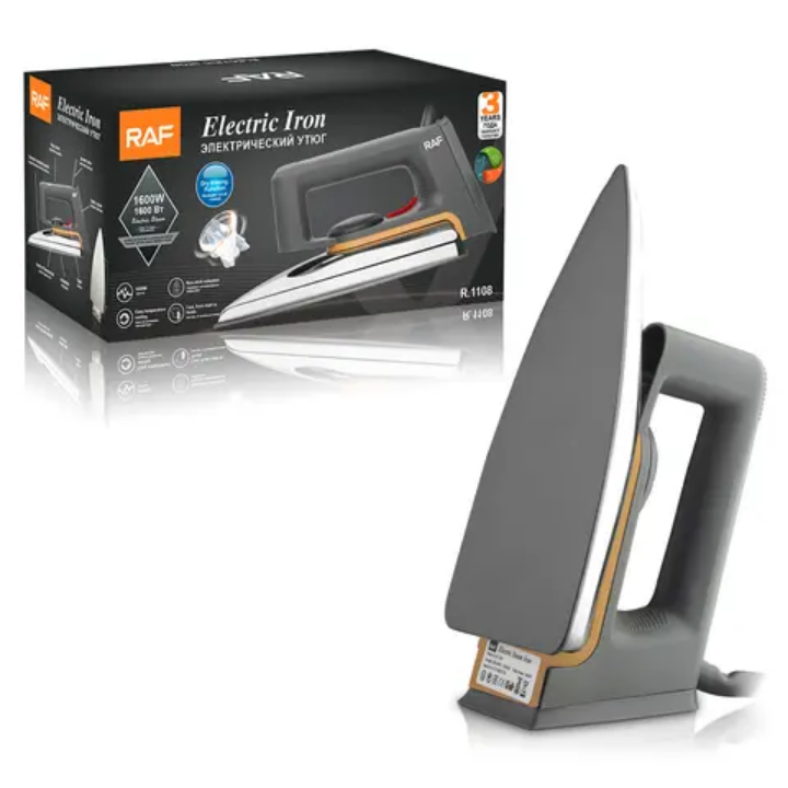 Original RAF nonstick soleplate iron 1600W professional Iron fast and efficient portable non stick iron box for quick and safe ironing experience with long term guarantee,best choice