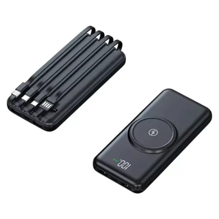 20000mAh wireless powerbank with own inbuilt charging cables high capacity portable powerbank