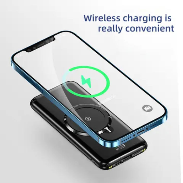 20000mAh wireless powerbank with own inbuilt charging cables high capacity portable powerbank