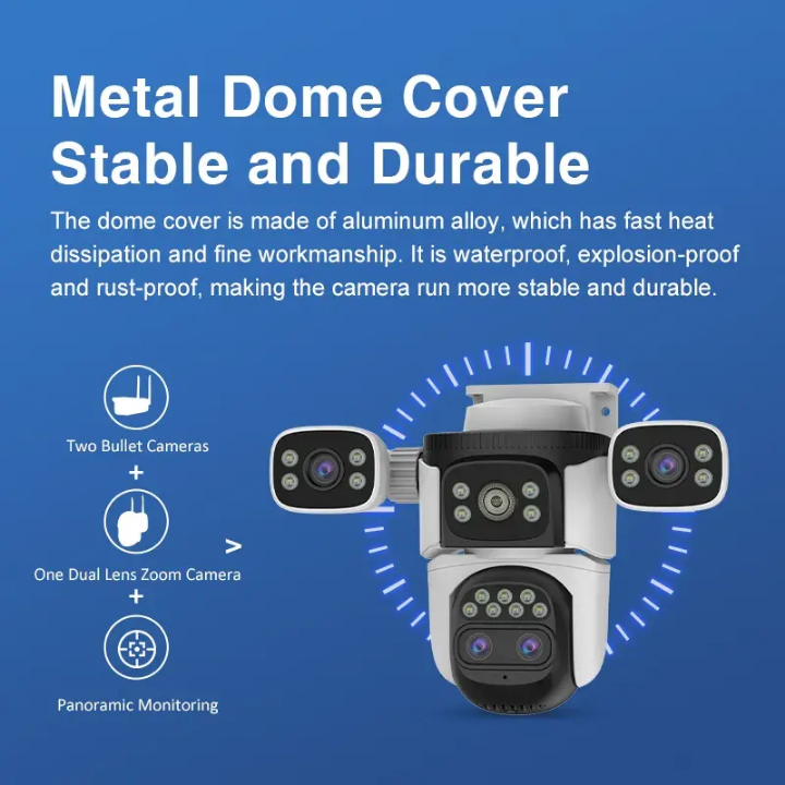 4 Lens CCTV camera  camera CCTV camera Wifi Adjustable zoomable camera motion detection, 2way communication,night vision, adjustable camera ,360° rotation camera