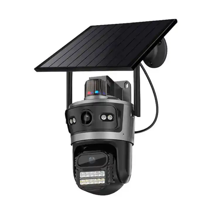 4G dual lens solar CCTV camera 4G Solar CCTV camera high quality CCTV camera Simcard with motion tracking, siren, two way Talking, live viewing, text notifications, full color videos waterproof 4G cam