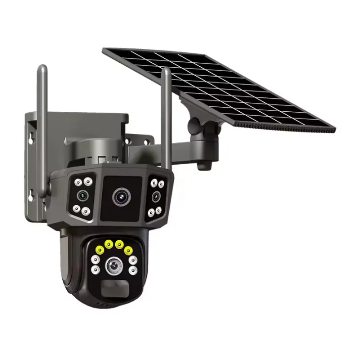4G dual lens solar CCTV camera 4G Solar CCTV camera high quality CCTV camera Simcard with motion tracking, siren, two way Talking, live viewing, text notifications, full color videos waterproof