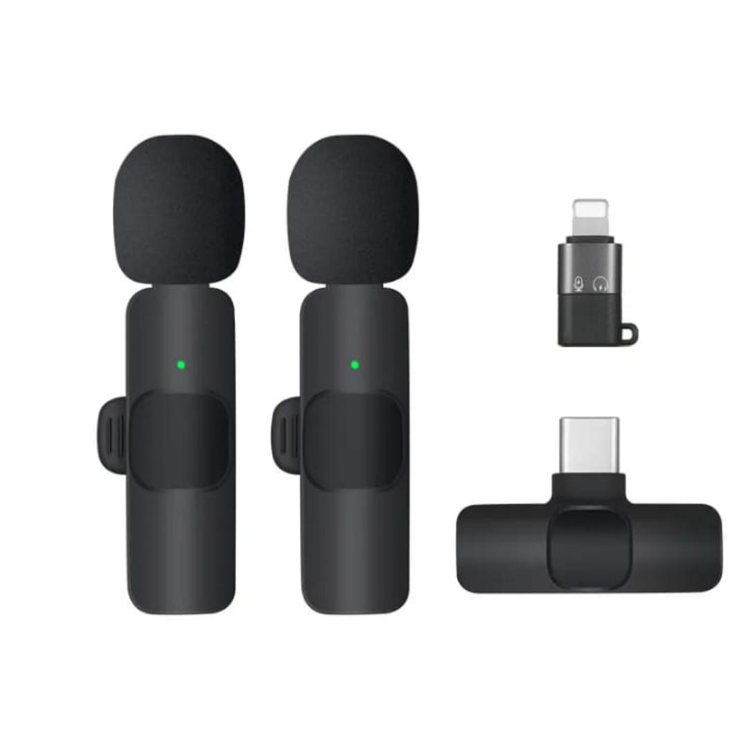 Wireless Microphone crystal clear Audio Recording ,live streaming, TikTok, podcast, YouTube , Facebook live double Mini Mic Live Broadcast Plug and play lapel microphone crystal clear type c mic