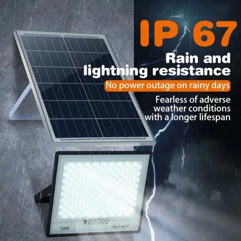 Solar floodLight 200W LED Auto On/Off Dusk To Dawn SOLAR FLOODLIGHT High Power Waterproof LED Solar Light for Rural Yard & Street Automatic Night Indoor Outdoor Household Lighting with IP67 Rating