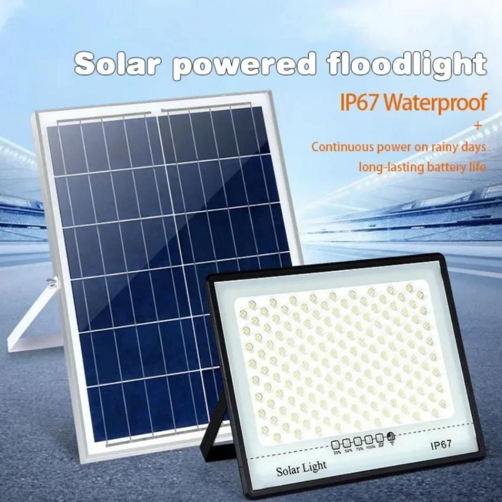 Solar floodLight 200W LED Auto On/Off Dusk To Dawn SOLAR FLOODLIGHT High Power Waterproof LED Solar Light for Rural Yard & Street Automatic Night Indoor Outdoor Household Lighting with IP67 Rating