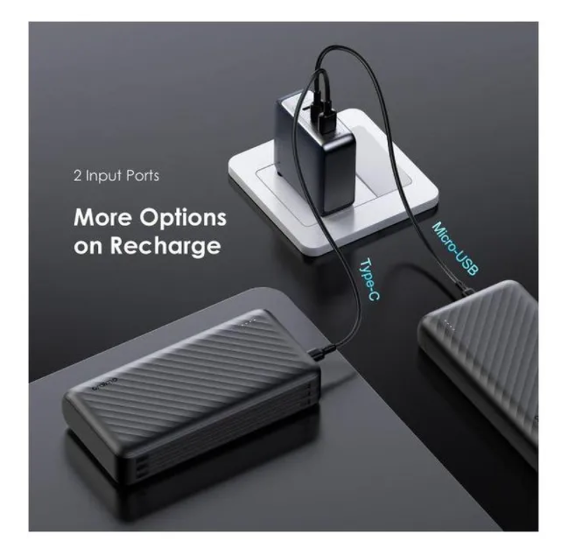 oraimo Traveler Link 27 27000mAh 12W Power Bank 2.4A Max,Fast Charging with 3 Built-in Charging Cables &
LED Torch